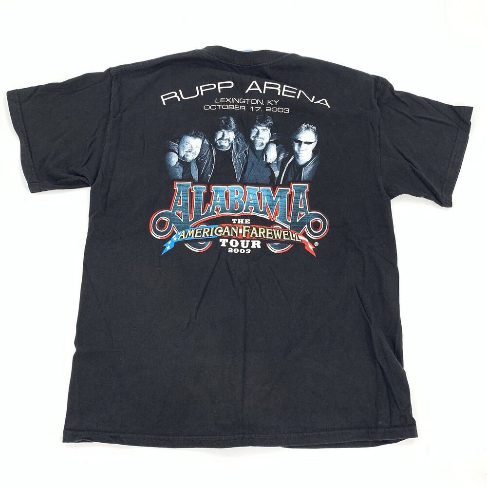 Vintage 2003 Alabama American Farewell Tour Short Sleeve T-Shirt Large Black - Picture 2 of 7